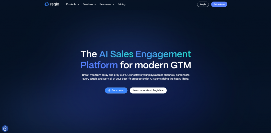 Home page of Regie.ai