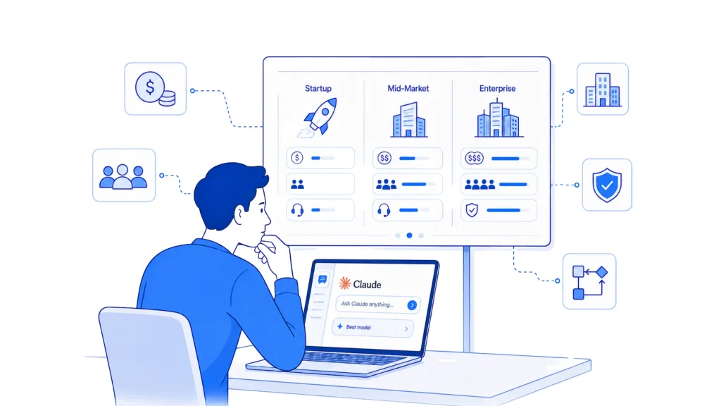 Professional evaluating Claude models across startup, mid-market, and enterprise requirements, costs, and support needs.