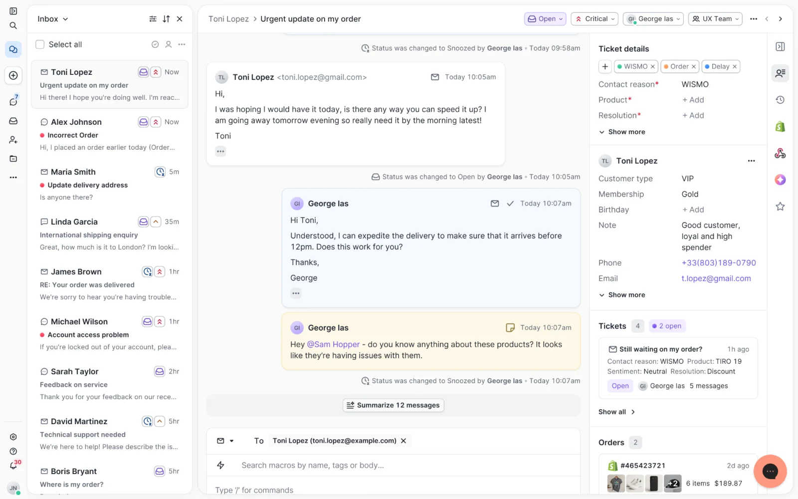 Gorgias helpdesk interface