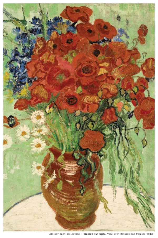Vase With Daisies and Poppies print preview