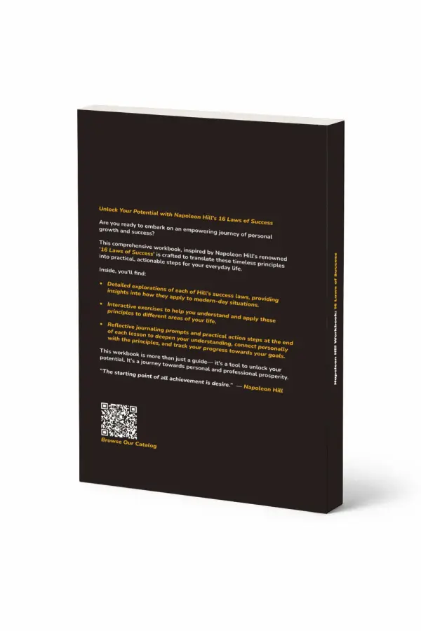 Napoleon Hill Workbook: Laws of Success in 16 Lessons — Back cover