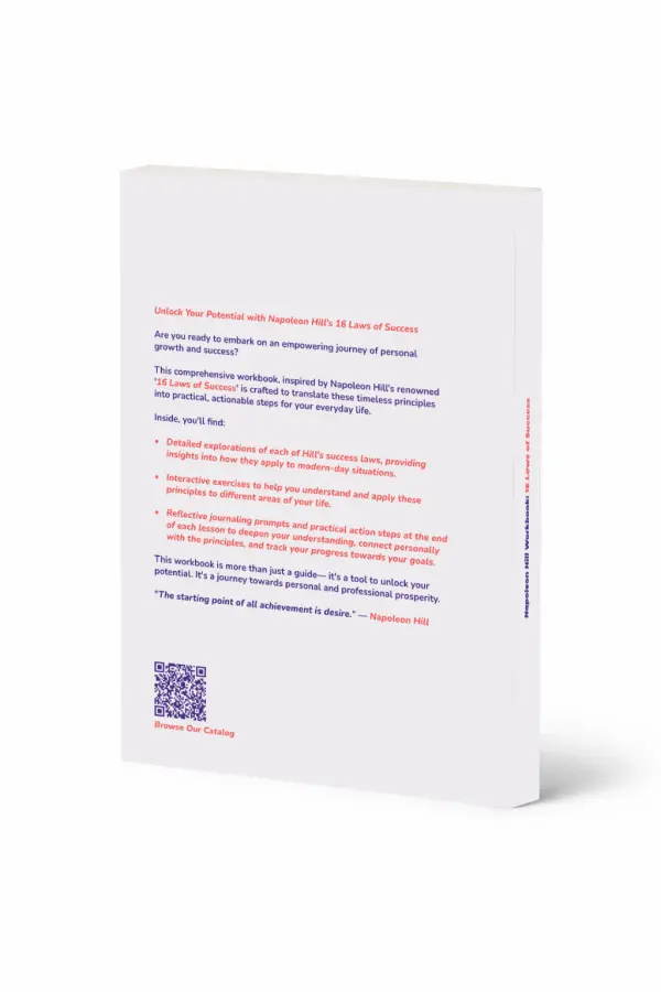 Napoleon Hill Workbook: The 16 Laws of Success — Back cover