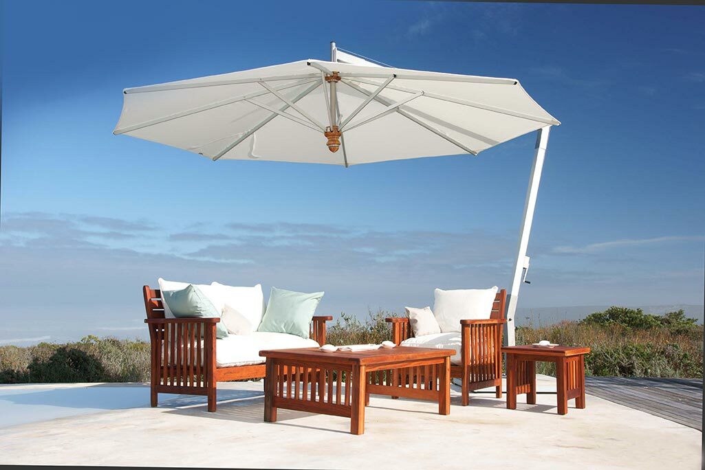 dixieline patio umbrella Woodline Shade Solutions Sky 10' x 13' Rectangular Steel Umbrella