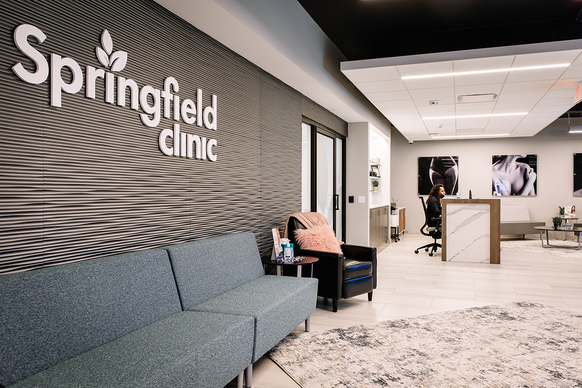 Patients are able to use the comfortable, modern waiting space before being taken back for their appointment.