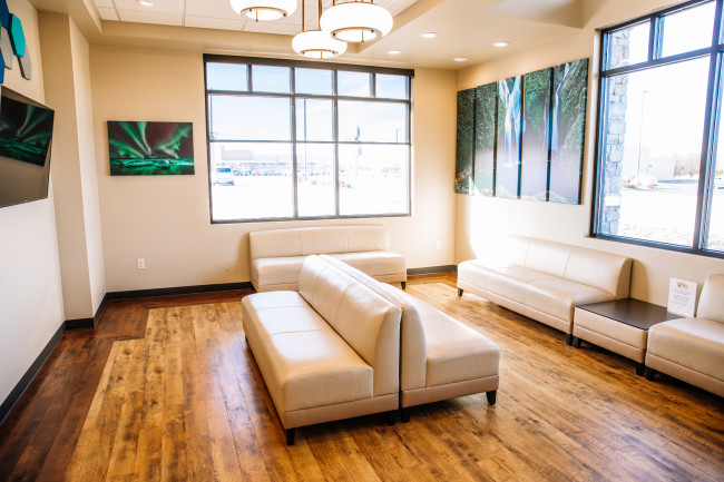 The waiting area offers a clean, comfortable and bright space for our patients.