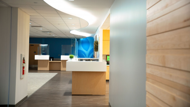 Renovated in early 2022, patients can expect clean waiting areas in this bright new space.