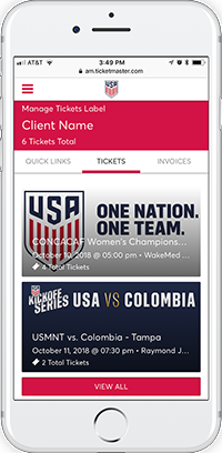 Manage My Tickets screen