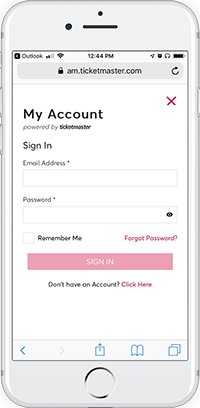 Log in screen