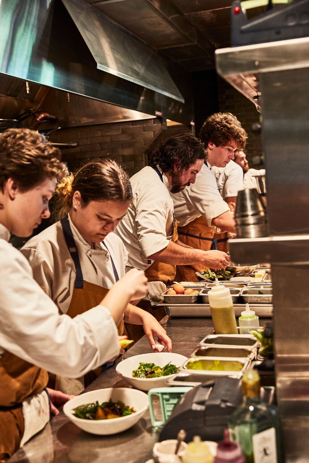 Cooks working the line