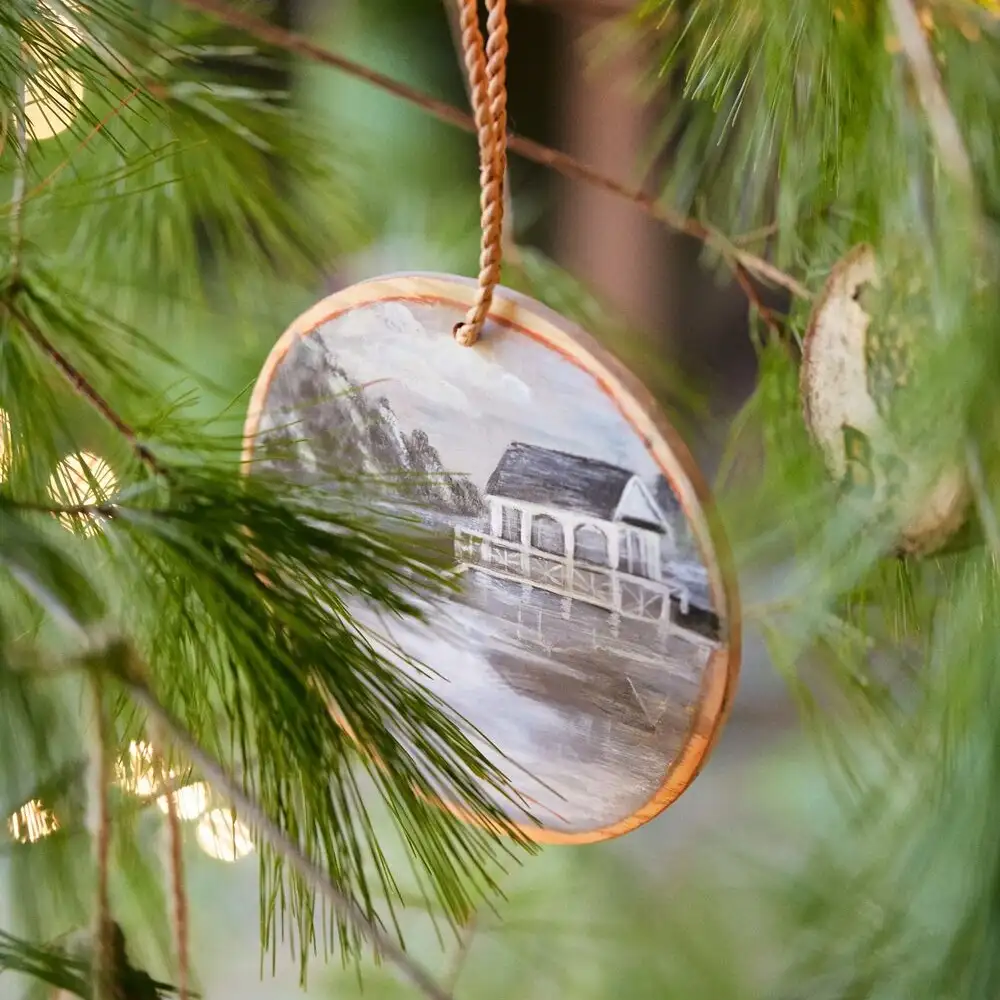Christmas Ornament of Boathouse