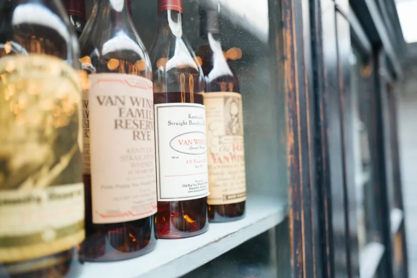 Whiskey Bottles in Case