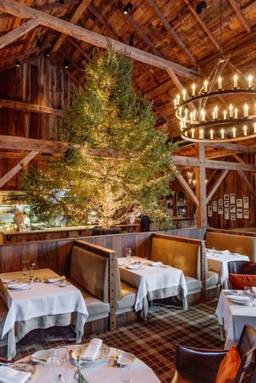 The Barn Dining Room with Christmas Decorations