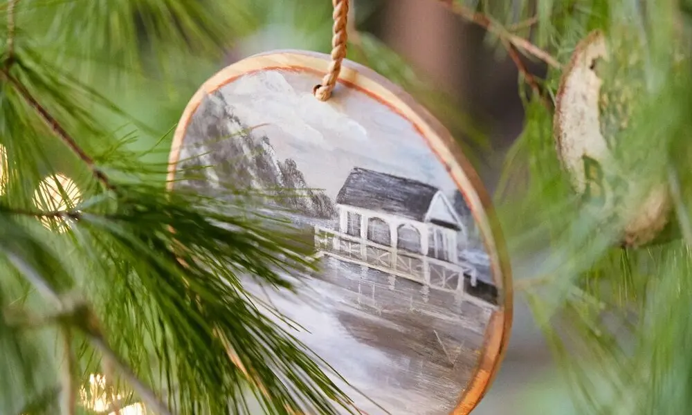 Christmas Ornament of Boathouse