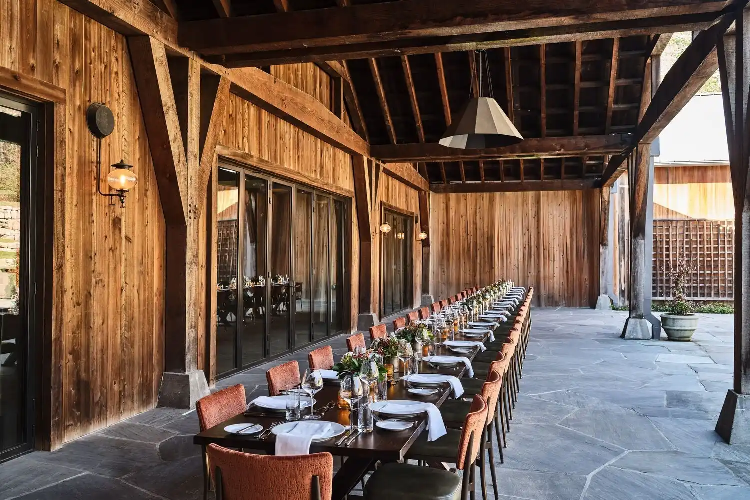 Table Set-up in Bramble Hall's Covered Amphitheater