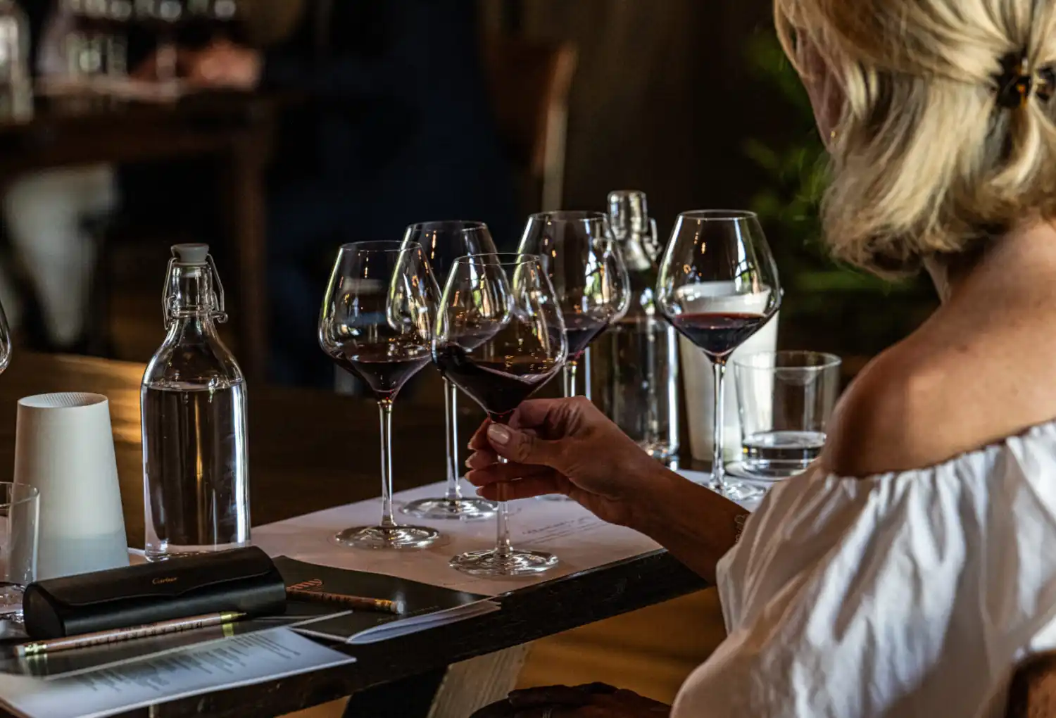 Guest Enjoying a Red Wine Tasting