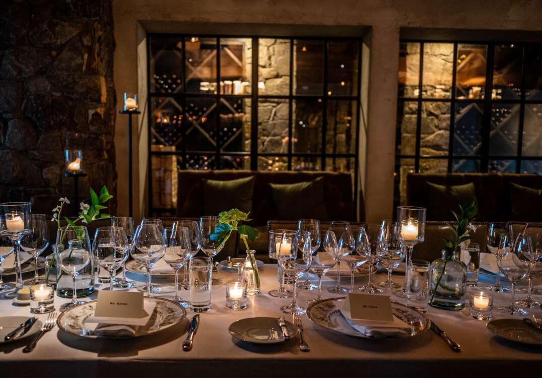 Dinner Setup in the Wine Cellar