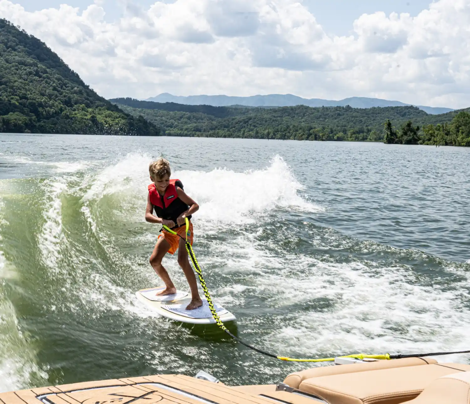 Young Boy Wakesurfing