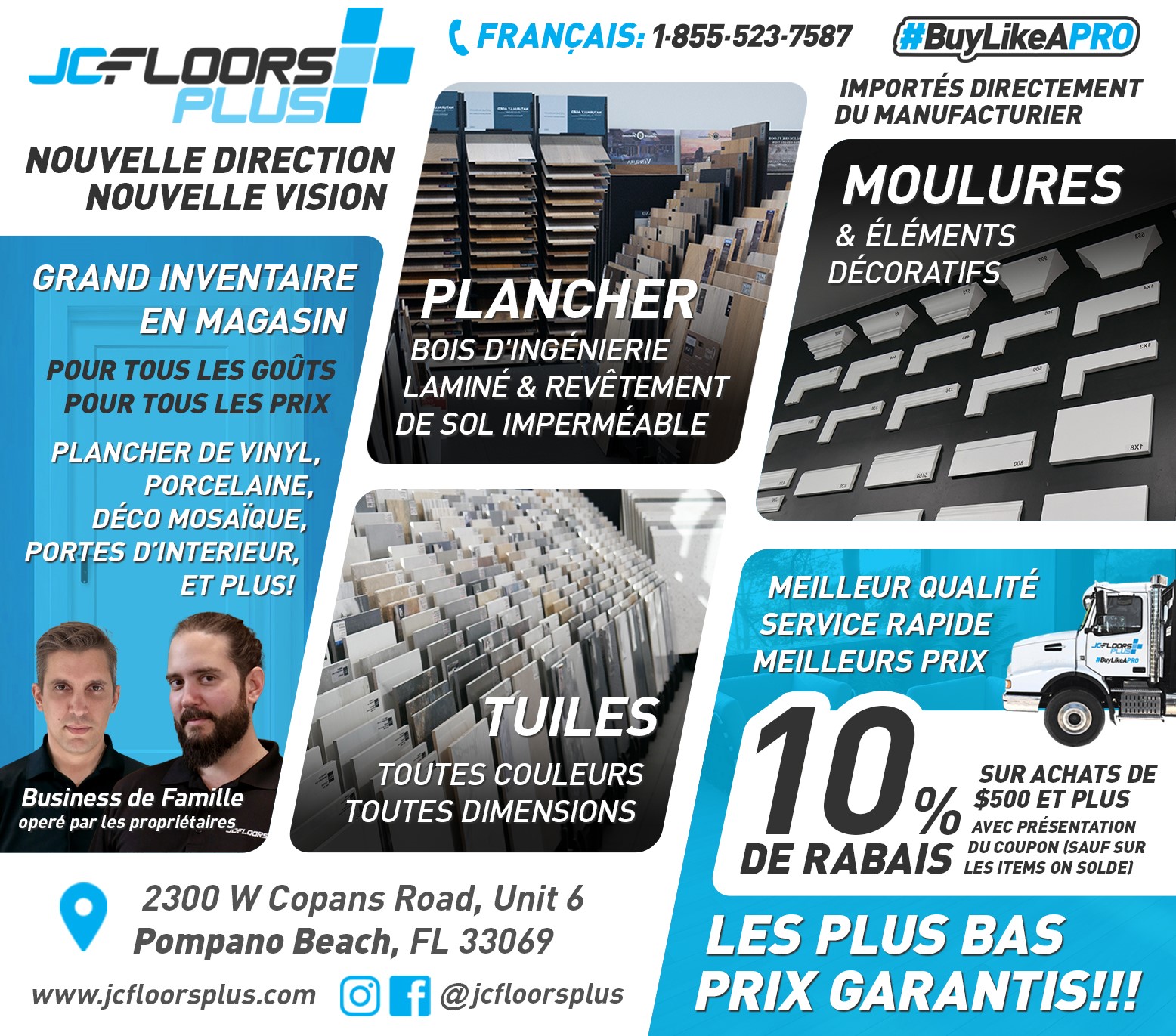 JC Floors Plus tuiles de grande dimension et imitation de bois sont tendance