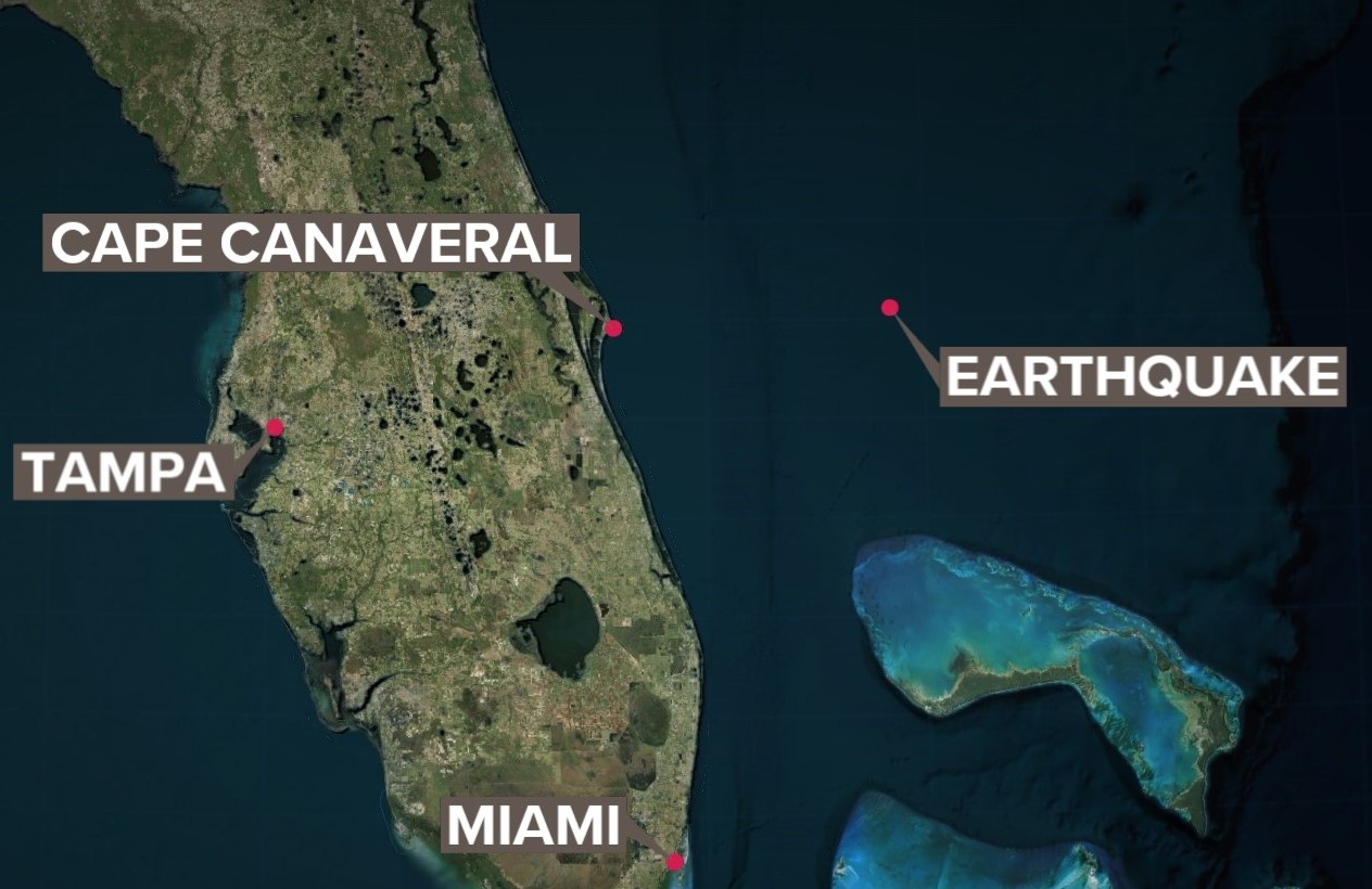 Un tremblement de terre a été enregistré en fin de nuit au large de la côte est de la Floride.
