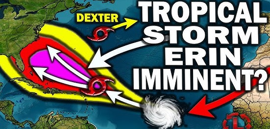 DU NATIONAL HURRICANE CENTER  Des météorologues prévoient qu’il est possible qu'un ouragan du nom ERIN frappera la Floride ce mois-ci se dirigeant ensuite vers le nord