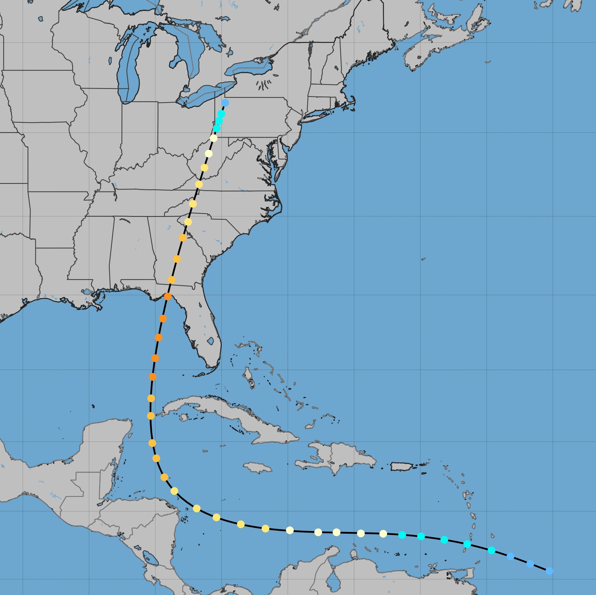 Du National Hurricane Center : Une alerte de courants d'arrachement a été émise en vigueur ainsi qu'une dépression tropicale inquiétante en Floride finissant sa route au Québec