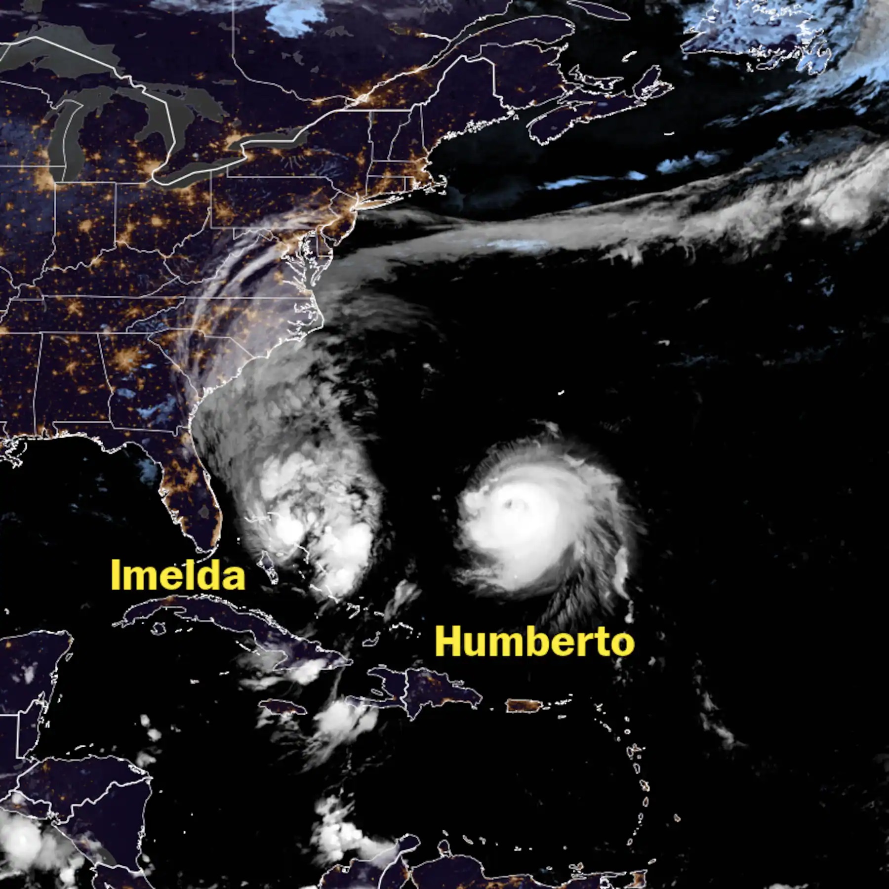 L'ouragan Humberto éloigne la tempête tropicale Imelda des côtes américaines. Voici les répercussions qui attendent Floride.