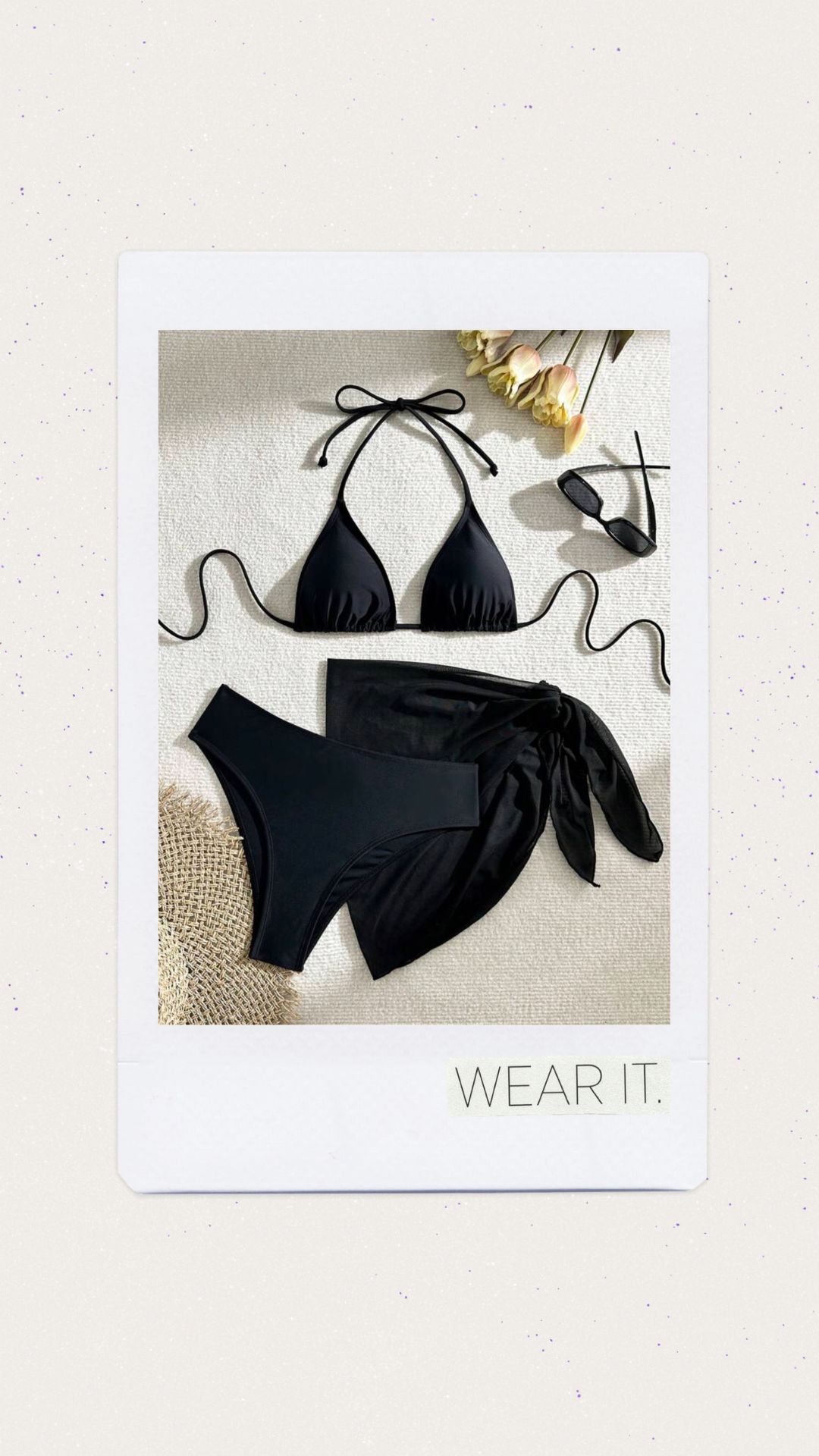 Bikini con salida de baño color negro 