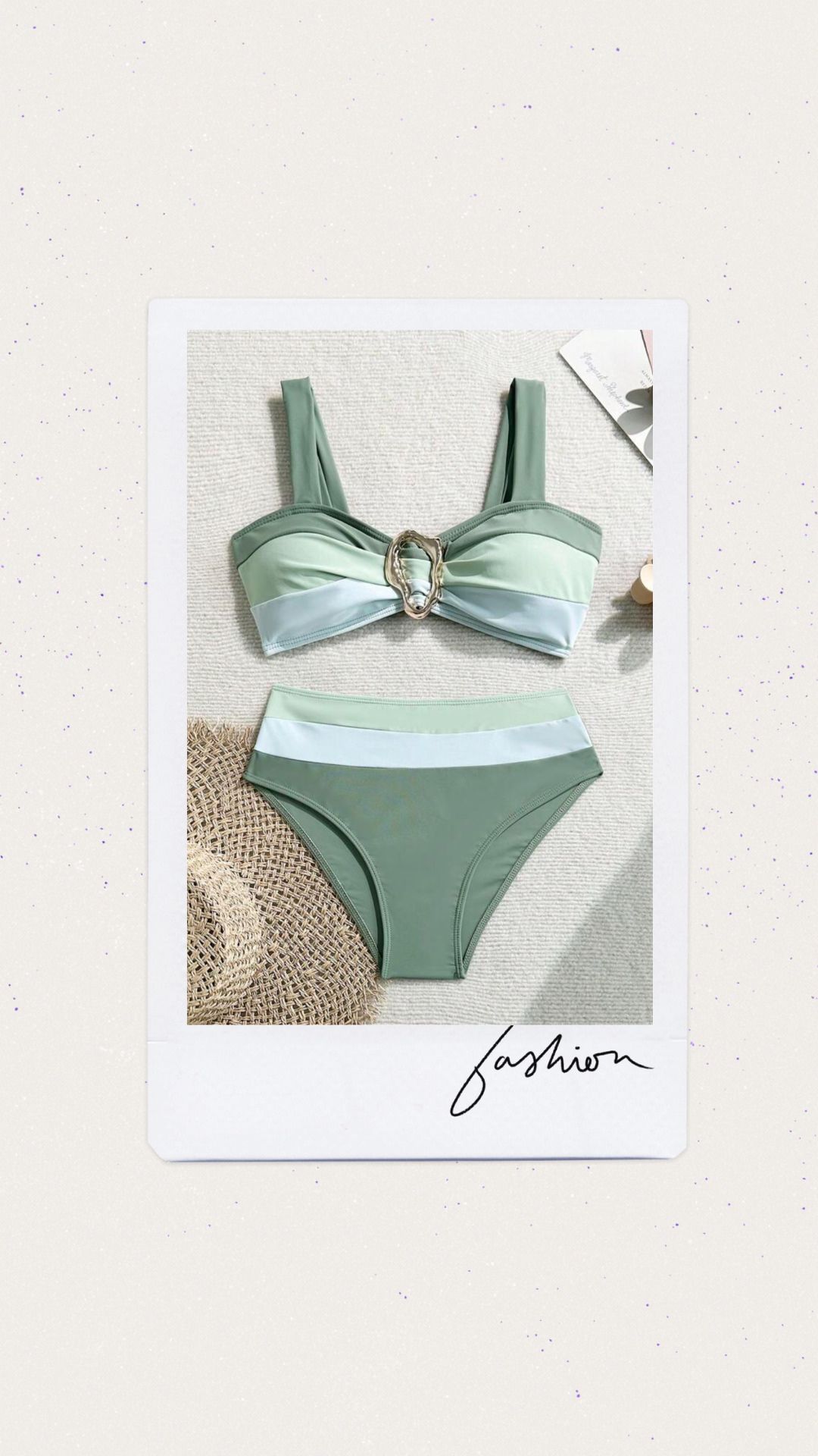 Cintura alta color verde con detalles dorados