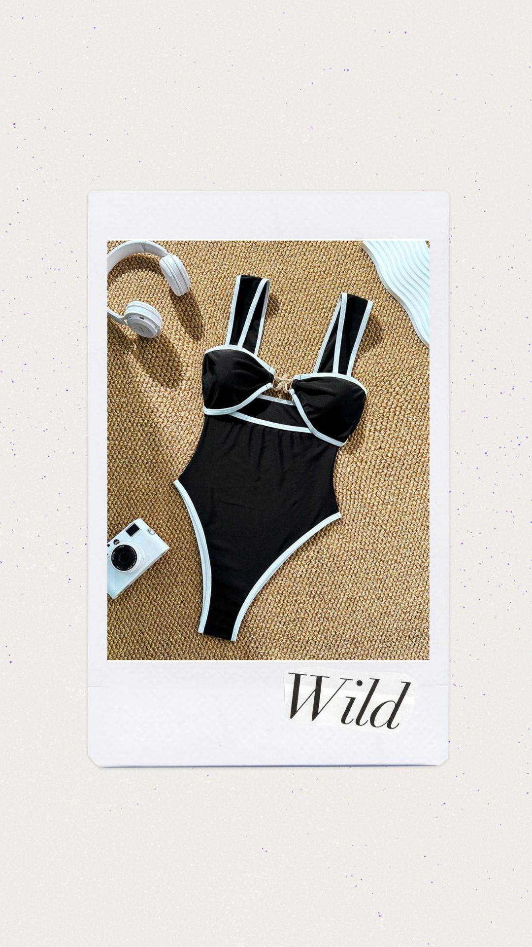 Una pieza color negro con orilla blanca 