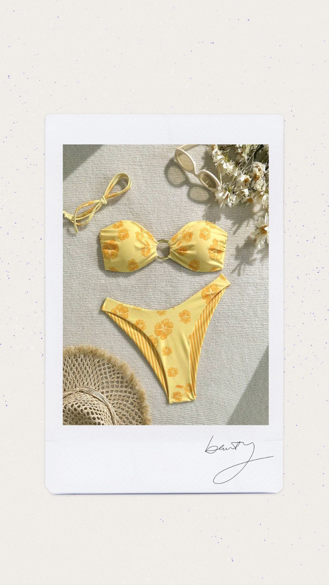 Bikini strapless color amarillo reversible