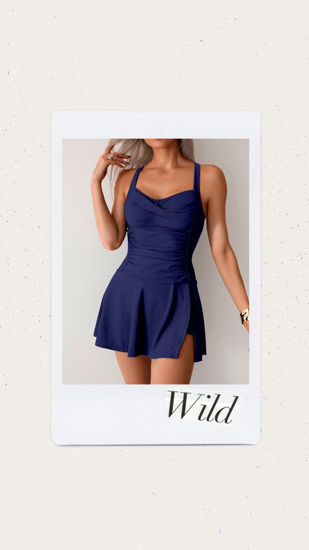 Tankini con short tipo vestido color azul 