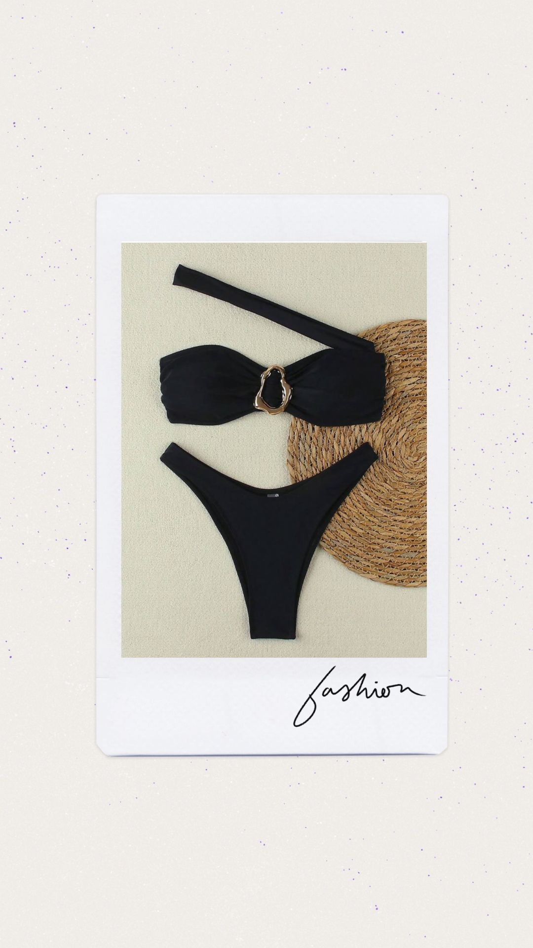 Bikini negro con detalle dorado