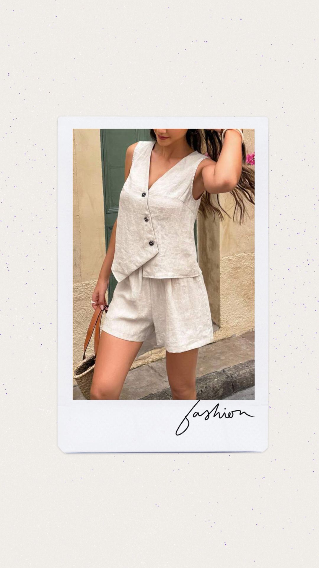 Set de short y chaleco color beige