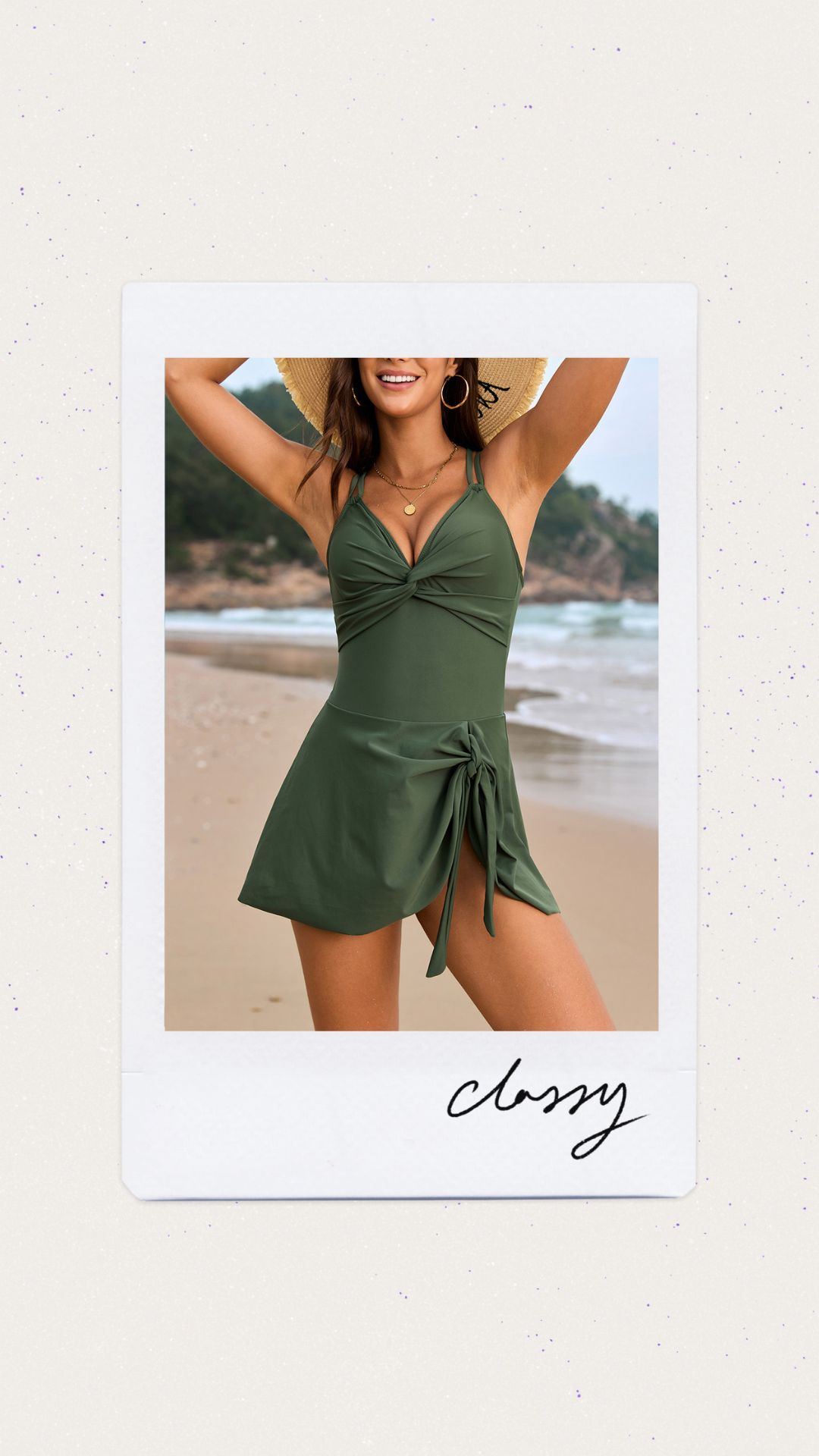 Una pieza tipo vestido color verde 