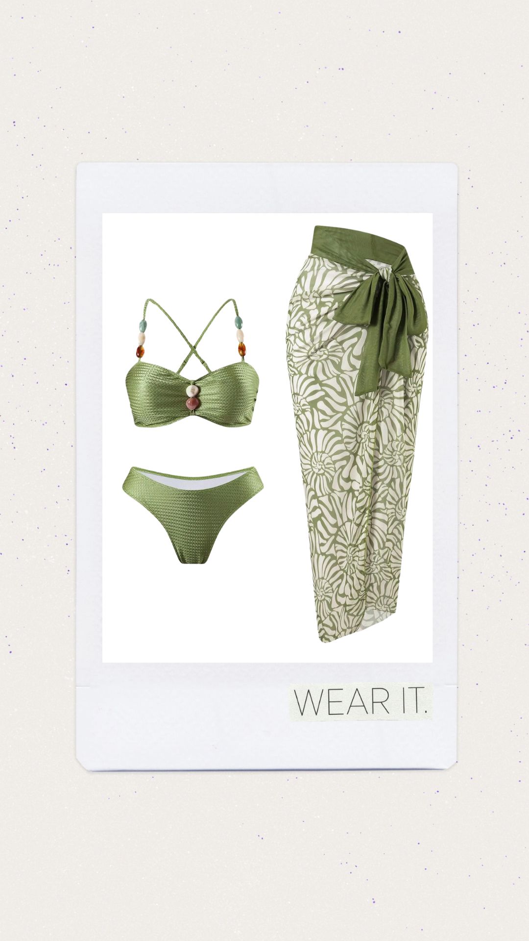 Bikini cintura baja color verde con salida de baño