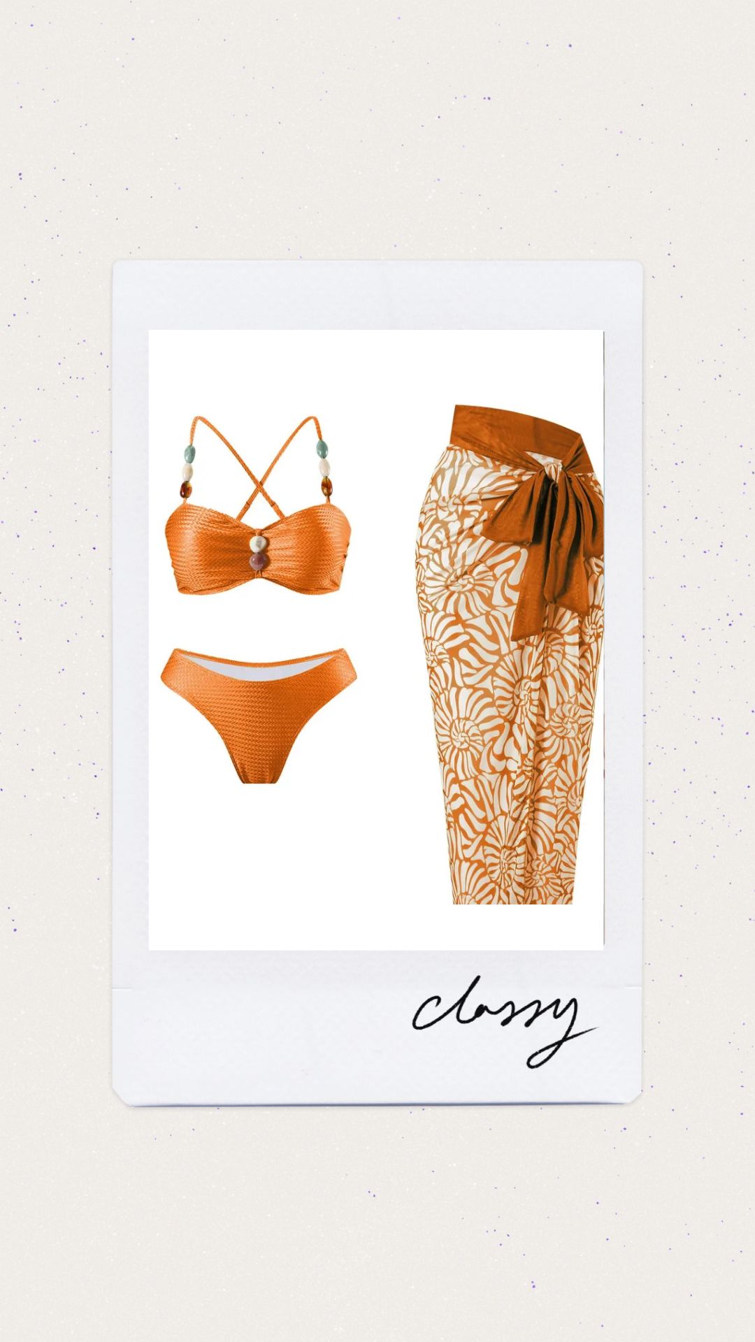 Bikini color naranja con salida de baño