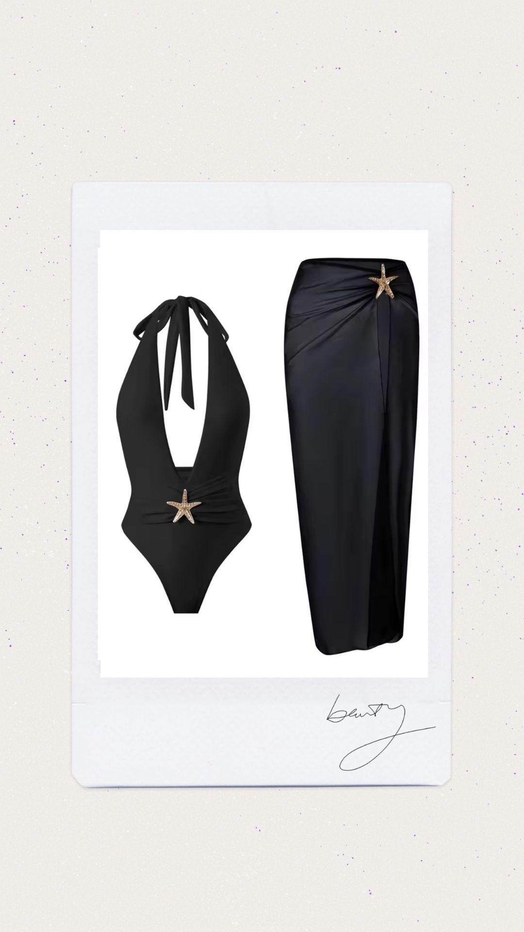 Una pieza con salida de baño con detalle de estrella color negro