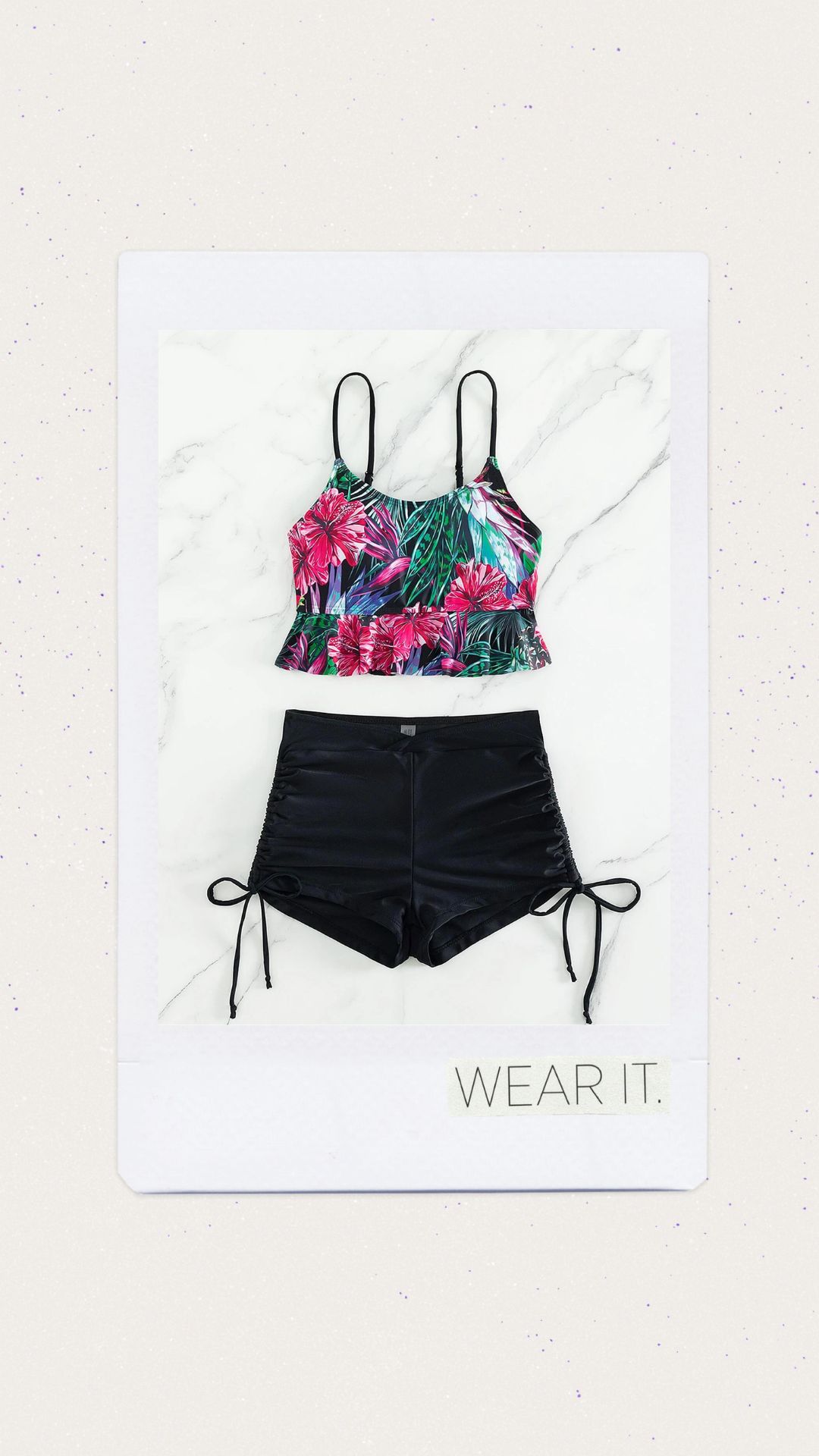 Cintura alta tipo short con estampado multicolor