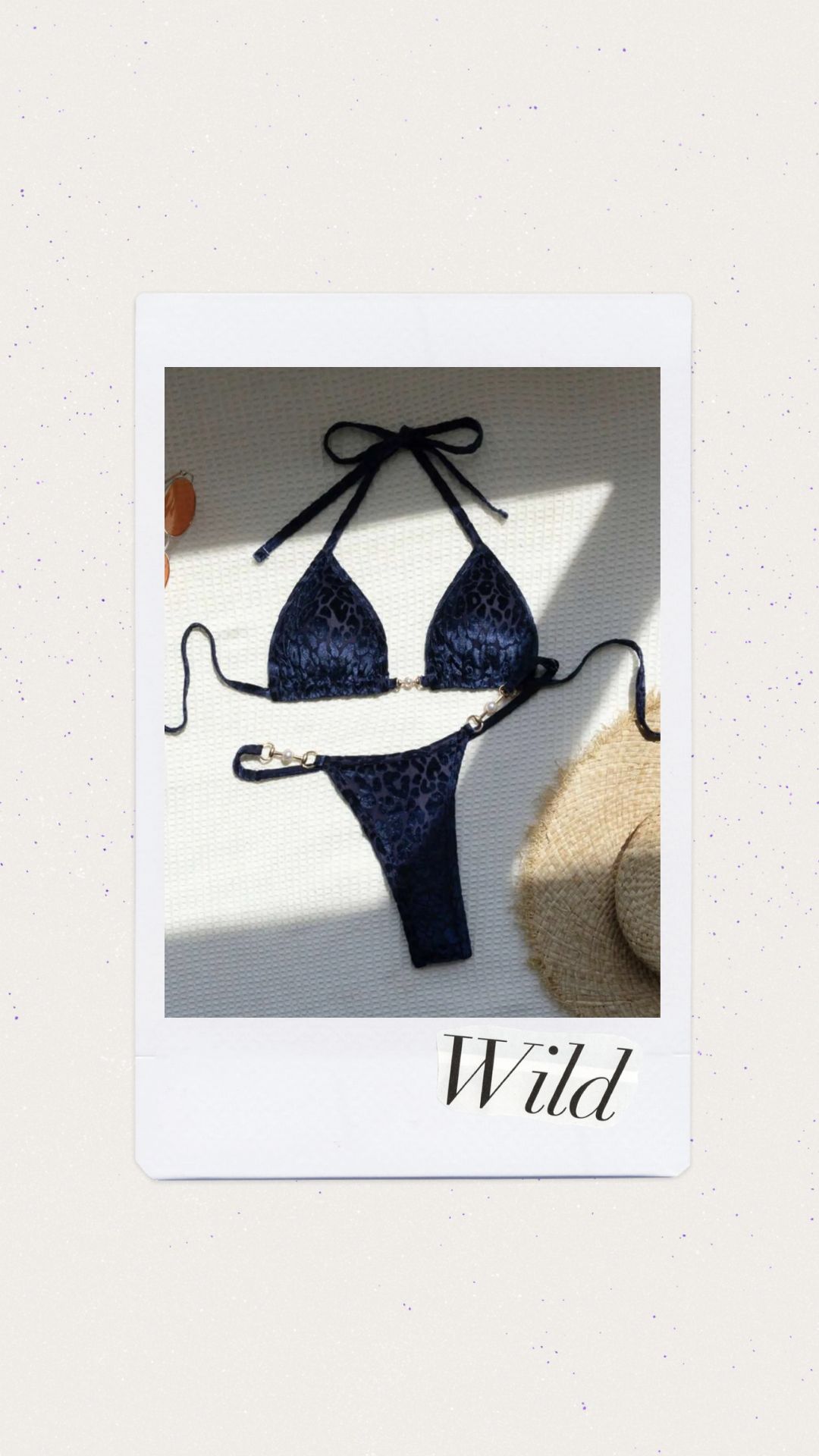 Bikini color azul tanga con estampado de leopardo color azul 