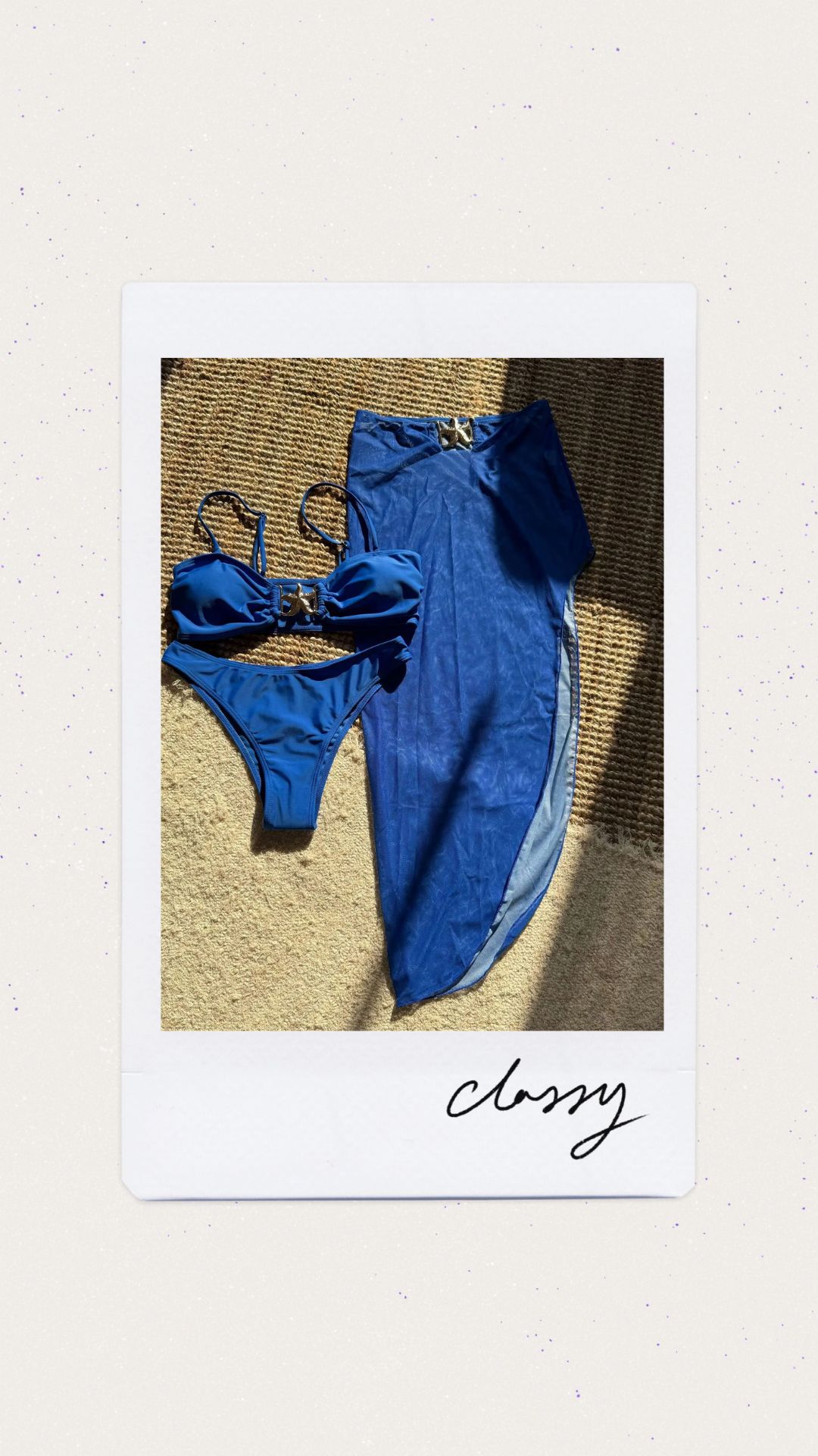 Bikini color azul con salida de baño