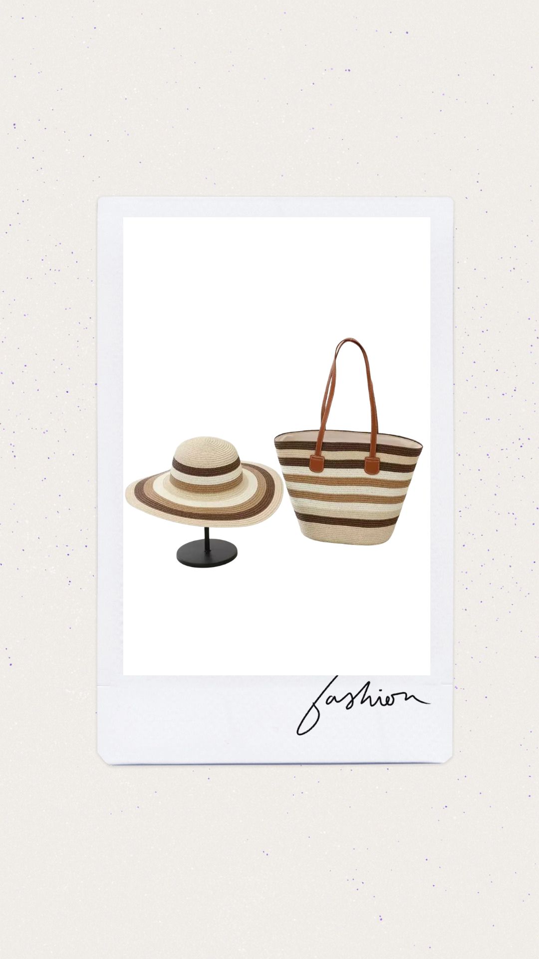 Bolsa y sombrero color beige y café