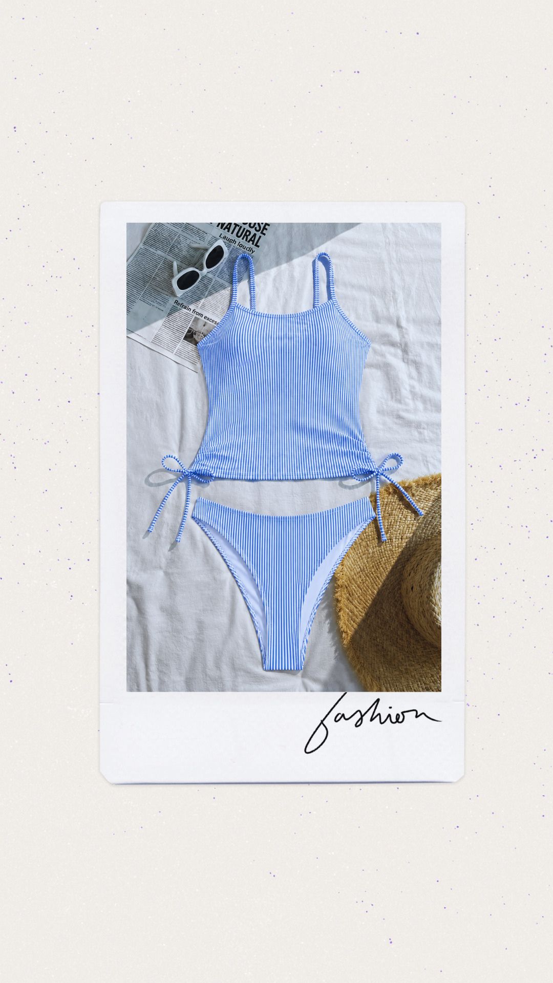 Tankini color celeste y blanco 