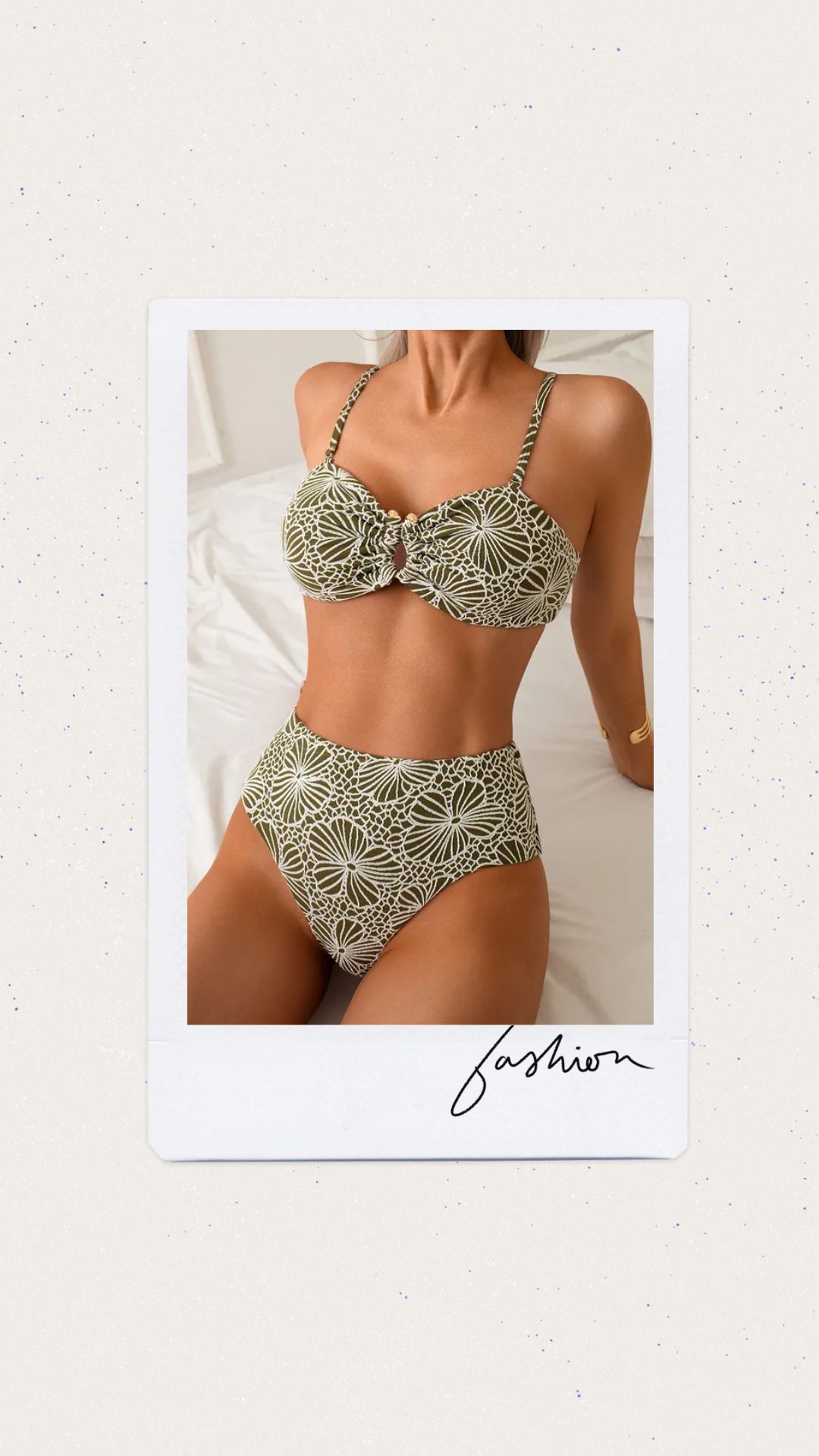 Cintura alta color verde con detalles beige