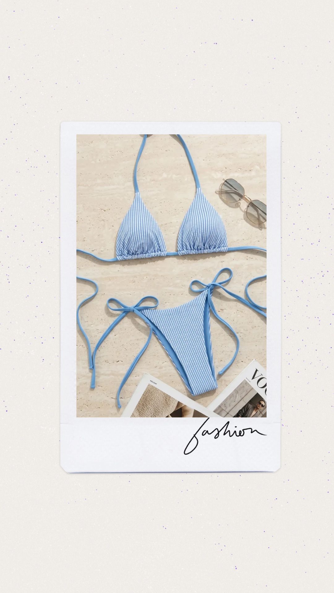 Bikini color celeste con blanco 