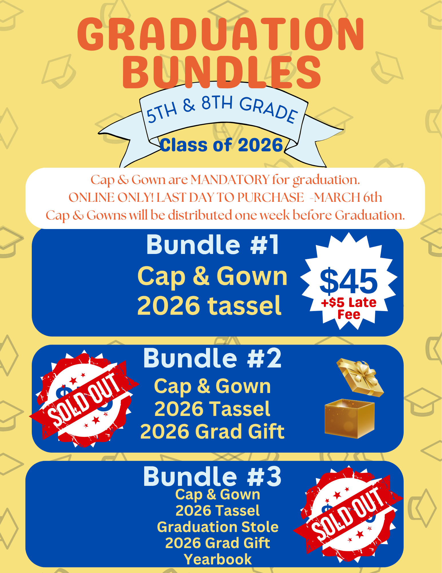5TH GRADE GRADUATION BUNDLE #1 + Late Fee