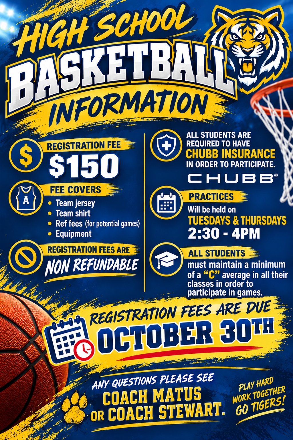 High School Basketball Registration Fee 
