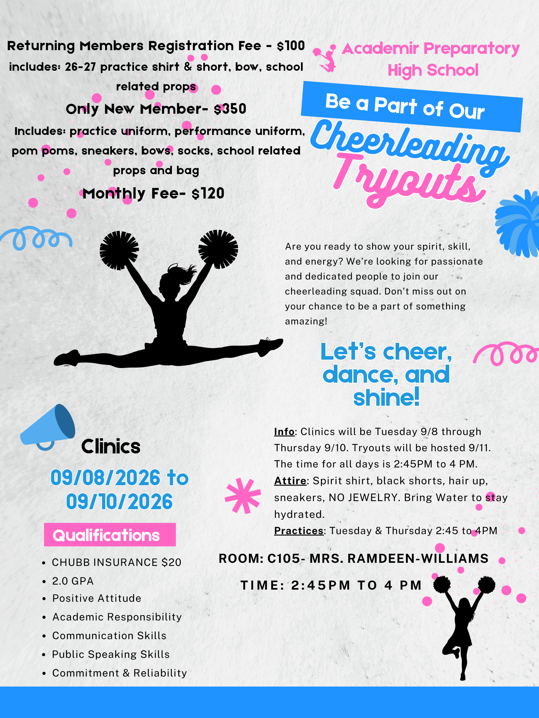 New Member Cheerleading Registration Fee 