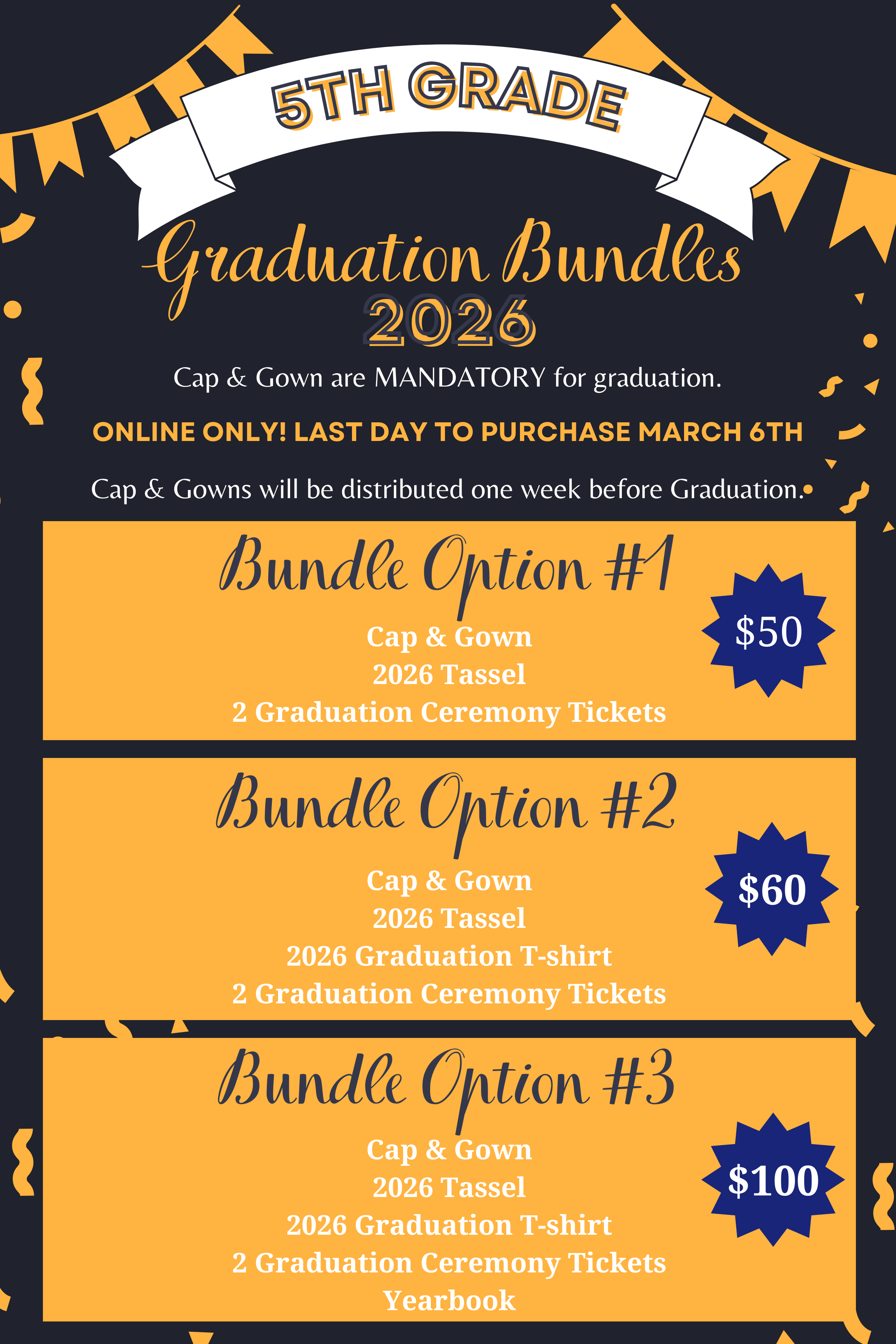 5th Grade Graduation Bundle #1 & late fee