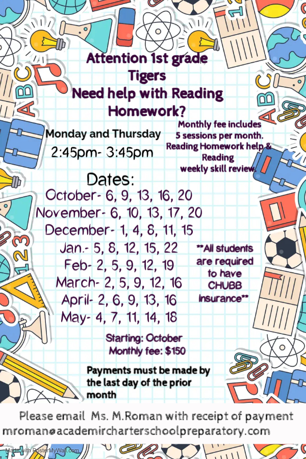 1st Grade READING MARCH Monthly Payment 
