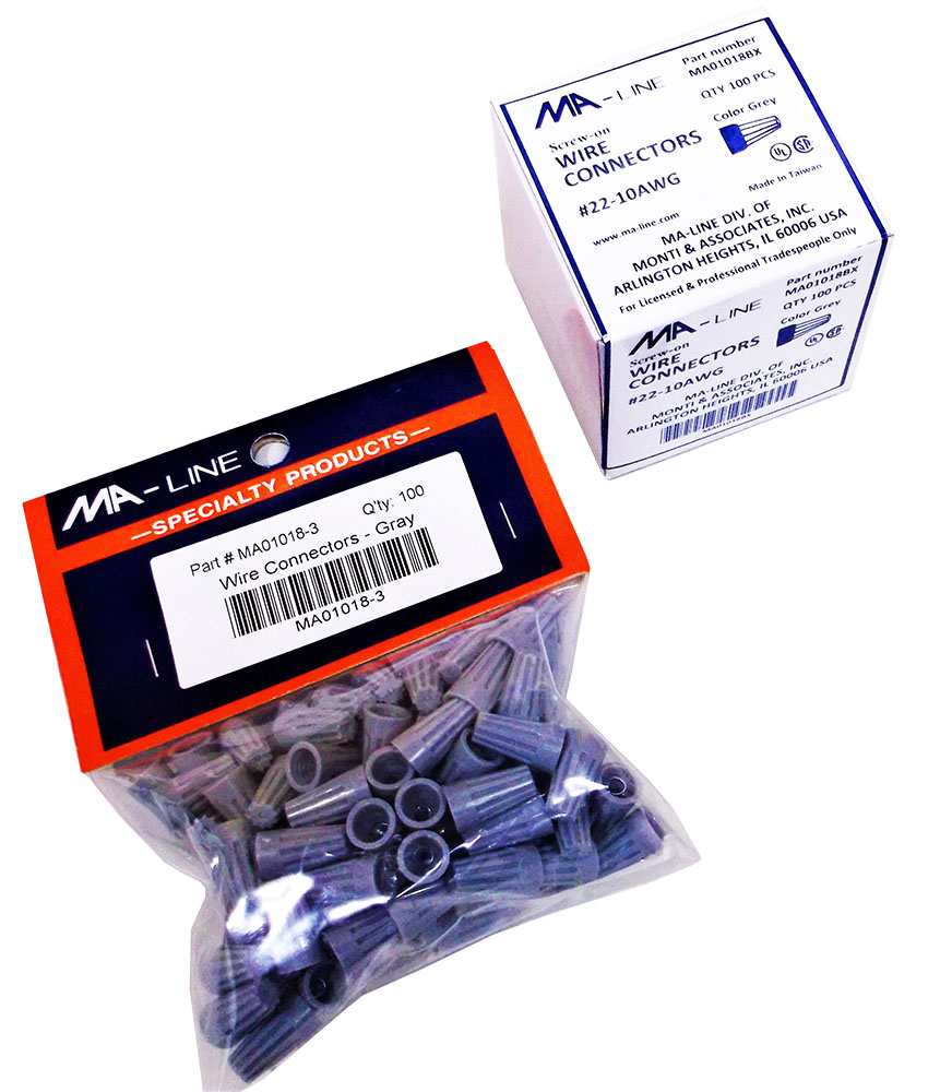 MA010183 MALN Grey Wire Nuts 22 thru 14AWG 100/Bag